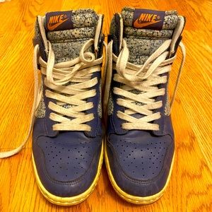 Nike Sky High Dunk wedge sneakers - blue & white floral color way (2.5 inch)